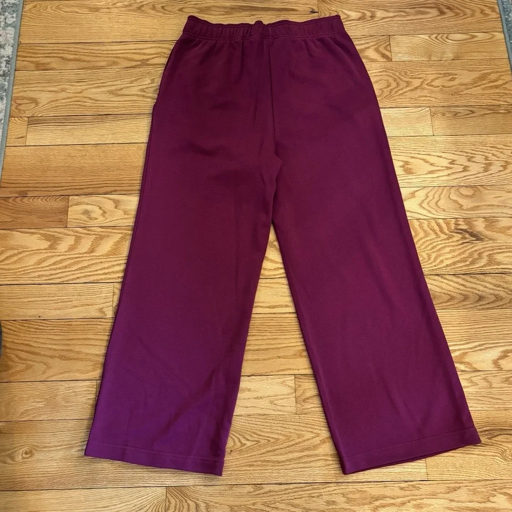 Fabletics Year Round Terry Pant Wide Leg  Sweatpants Berry Crush Purple L Short - Picture 7 of 10